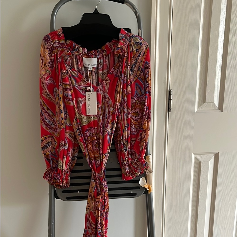 Color Story Vibrant Red Paisley Blouse